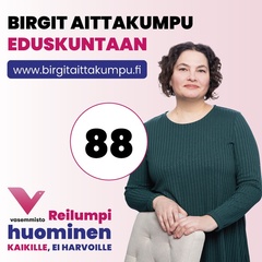 Birgit Aittakumpu on Lohjan Vasemmiston eduskuntavaali ehdokas 2023