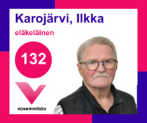 Ehdokas Kuntavaalit Lohja
Karojärvi, Ilkka, eläkeläinen