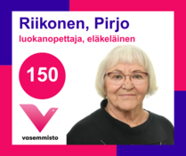 Ehdokas Kuntavaalit Lohja
Riikonen, Pirjo, luokanopettaja, eläkeläinen