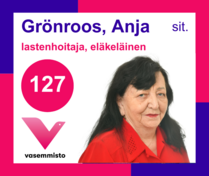 Ehdokas Kuntavaalit Lohja
Grönroos, Anja, lastenhoitaja, eläkeläinen