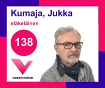 Ehdokas Kuntavaalit Lohja
Kumaja, Jukka, eläkeläinen